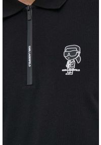 Karl Lagerfeld polo bawełniane kolor czarny z nadrukiem. Typ kołnierza: polo. Kolor: czarny. Materiał: bawełna. Długość: krótkie. Wzór: nadruk #5