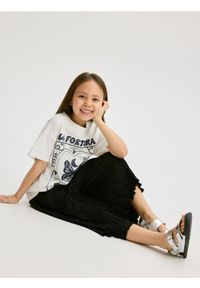 Reserved - Plisowane spodnie kuloty - czarny. Kolor: czarny. Materiał: dzianina #1