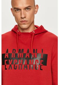 Armani Exchange - Bluza. Kolor: czerwony. Wzór: aplikacja