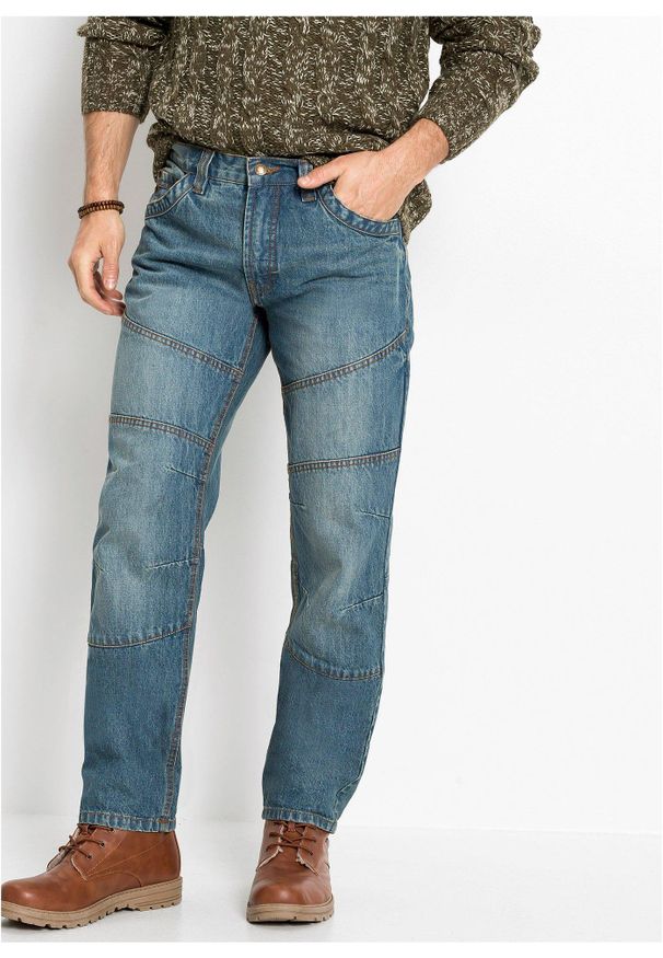 bonprix - Dżinsy Regular Fit Straight ze stabilnego denimu. Kolor: niebieski. Styl: klasyczny