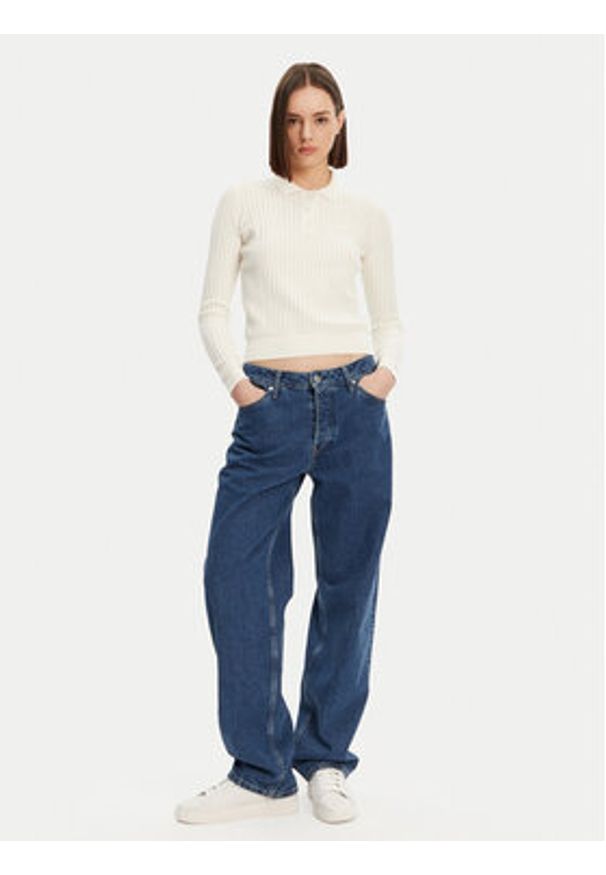 Lacoste Sweter AF9264 Écru Regular Fit. Kolor: kremowy. Materiał: bawełna