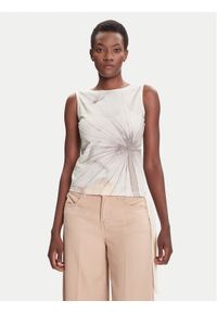 Desigual Top Bruma 25WWTK21 Écru Regular Fit. Materiał: bawełna