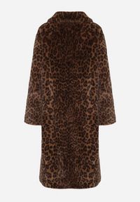 Born2be - Brązowy Jednorzędowy Płaszcz Futerko w Panterkę Otivana. Okazja: na co dzień, na randkę, do pracy, na spotkanie biznesowe. Kolor: brązowy. Materiał: futro. Wzór: motyw zwierzęcy. Sezon: zima, jesień. Styl: biznesowy, klasyczny, casual, elegancki #5