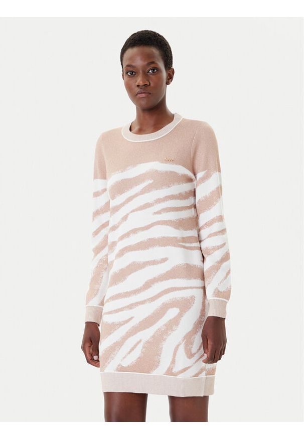 Liu Jo Sport Sukienka dzianinowa TF4105 MS49I Beżowy Regular Fit. Kolor: beżowy. Materiał: wiskoza. Typ sukienki: sportowe. Styl: sportowy