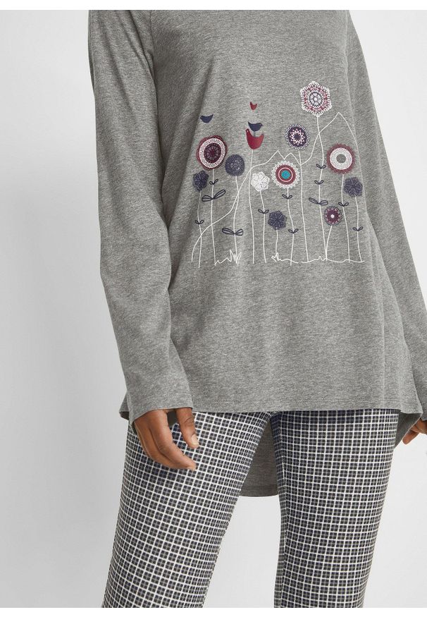 bonprix - Długi shirt oversized z okrągłym dekoltem. Kolor: szary. Długość: długie