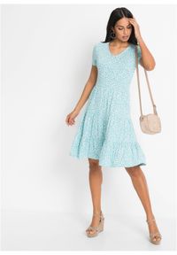 bonprix - Sukienka z dżerseju, z mieszanki wiskozy. Kolor: niebieski. Materiał: jersey, wiskoza, skóra #3