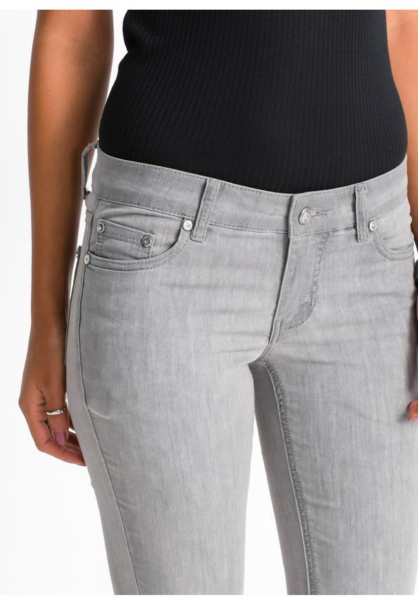 bonprix - Dżinsy Skinny ze stretchem, mid waist. Kolor: szary