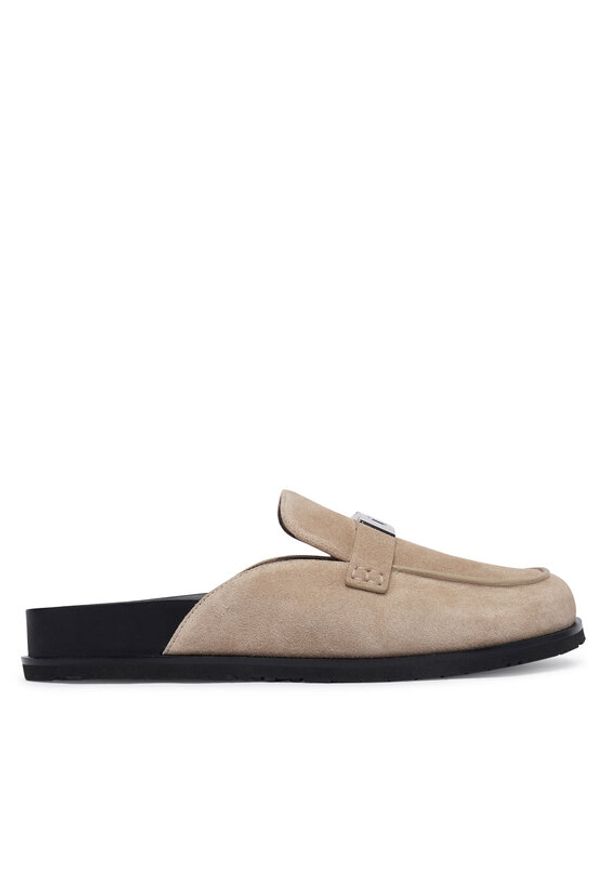 Tory Burch Klapki Lee Lee Mule 177967 Beżowy. Kolor: beżowy. Materiał: zamsz, skóra