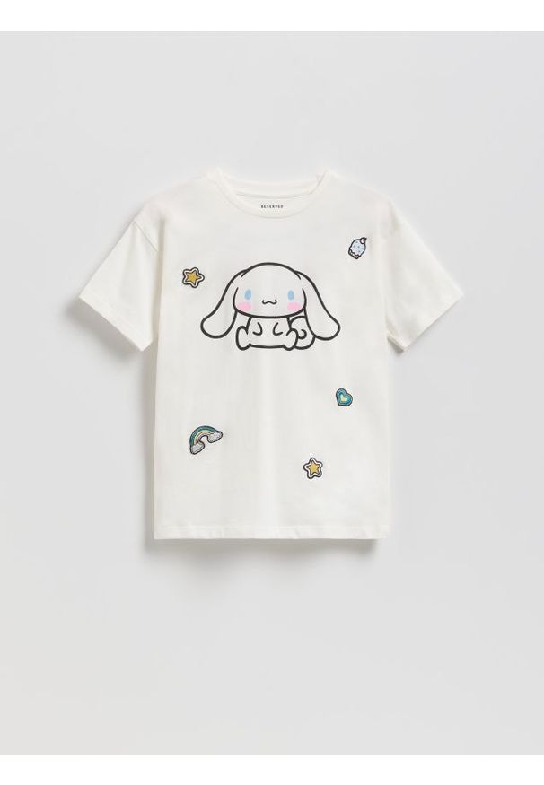 Reserved - T-shirt Cinnamoroll - złamana biel. Materiał: bawełna