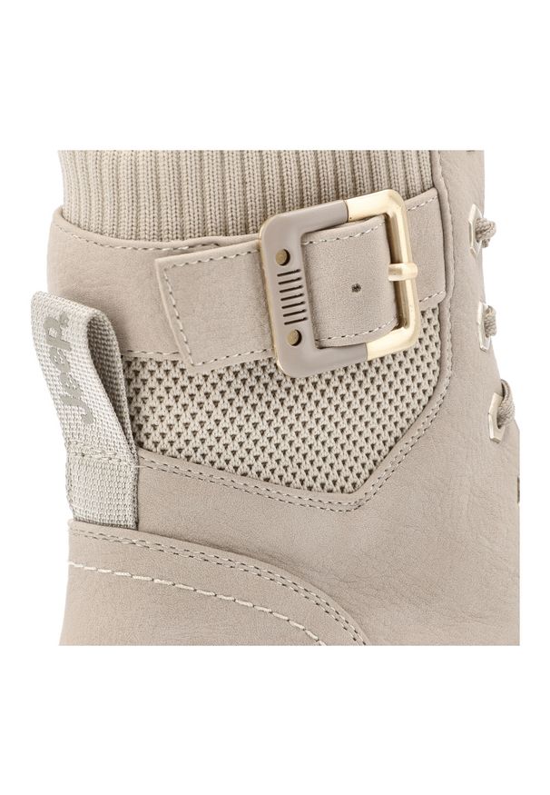 Botki damskie Jeep, trzewiki na płaskim obcasie za kostkę i zapinane na zamek, kremowe, JL52591A. Zapięcie: zamek. Kolor: beżowy. Szerokość cholewki: normalna. Wzór: moro. Wysokość cholewki: za kostkę. Materiał: dzianina. Sezon: jesień, zima. Obcas: na obcasie. Styl: militarny. Wysokość obcasa: niski