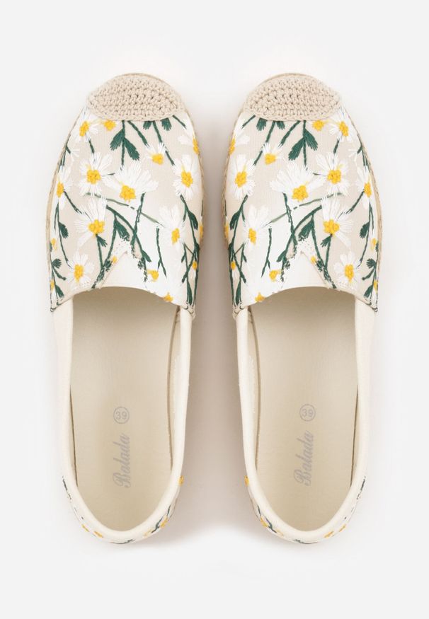 Born2be - Beżowe Espadryle z Plecionką i Kwiatowym Haftem Alenara. Okazja: na co dzień, na spacer. Kolor: beżowy. Materiał: jeans. Wzór: kwiaty, haft. Sezon: lato. Styl: casual, elegancki