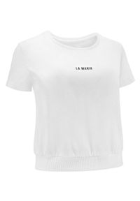 LA MANIA - Krótki biały t-shirt Zion. Kolor: biały. Długość: krótkie. Wzór: aplikacja #4