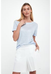Sportalm - T-shirt damski lniany SPORTALM. Materiał: len