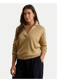 Lauren Ralph Lauren - LAUREN RALPH LAUREN Sweter 200P14056004 Beżowy Regular Fit. Kolor: beżowy. Materiał: bawełna #5