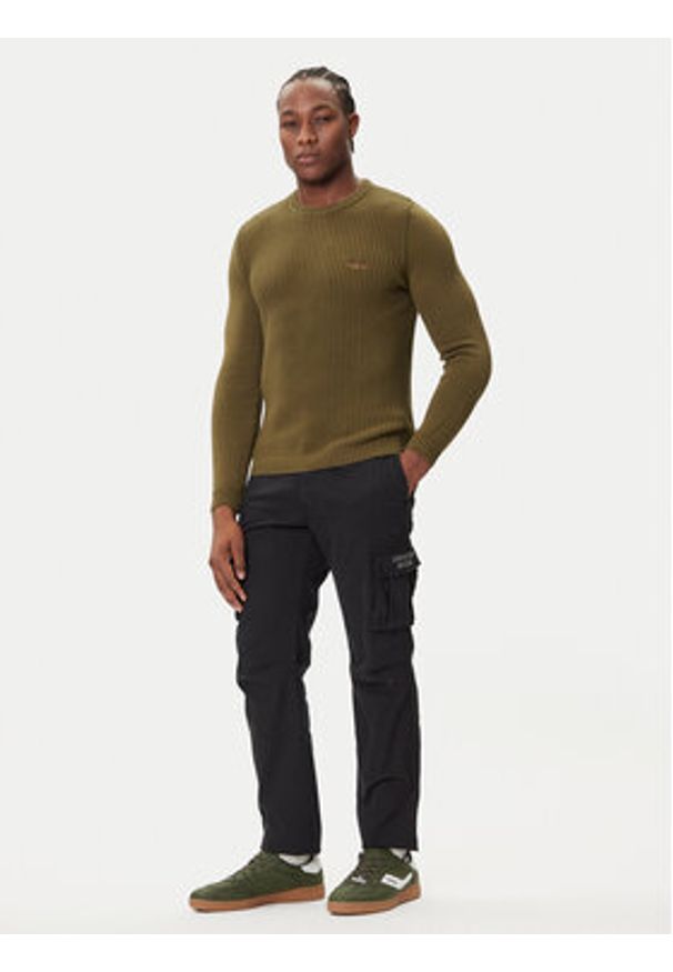 Aeronautica Militare Sweter 252MA1571UL00409 Zielony Slim Fit. Kolor: zielony. Materiał: bawełna