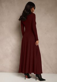 Renee - Bordowa Rozkloszowana Sukienka z Bawełny Tusmala. Okazja: na co dzień. Kolor: czerwony. Materiał: bawełna. Typ sukienki: proste. Styl: casual, elegancki #4