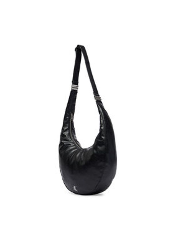 Calvin Klein Torebka Buckle Convertible Hobo Bag LV04F3446G Czarny. Kolor: czarny. Materiał: skórzane