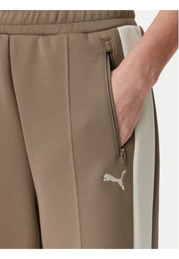 Puma Spodnie dresowe T7 Always On 629797 Brązowy Straight Fit. Kolor: brązowy. Materiał: syntetyk