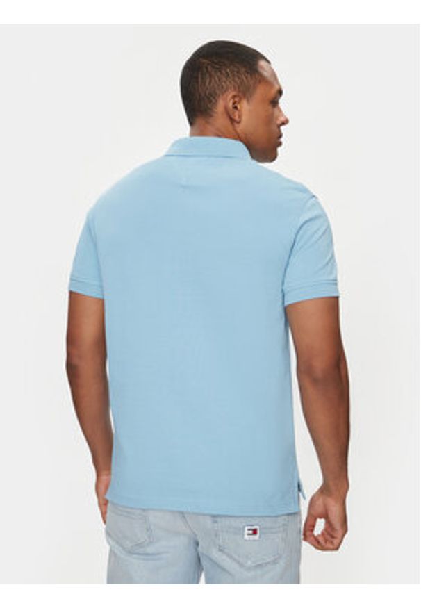 TOMMY HILFIGER - Tommy Hilfiger Polo 1985 MW0MW17771 Niebieski Slim Fit. Typ kołnierza: polo. Kolor: niebieski. Materiał: bawełna