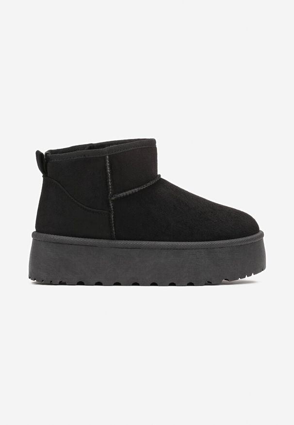 Born2be - Czarne Śniegowce na Platformie Sireella. Okazja: na co dzień. Kolor: czarny. Materiał: wełna, dzianina, futro, jeans. Obcas: na platformie. Styl: elegancki, casual