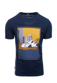 Ombre Clothing - T-shirt męski z nadrukiem - granatowy V7B S1434 - XXL. Kolor: niebieski. Materiał: bawełna. Wzór: nadruk. Styl: klasyczny #3