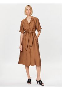 Seidensticker Sukienka koszulowa 60.134732 Brązowy Regular Fit. Kolor: brązowy. Materiał: wiskoza. Typ sukienki: koszulowe #1