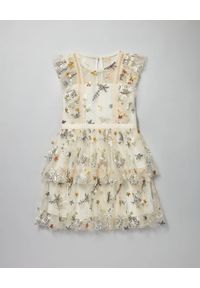 SELF PORTRAIT KIDS - Beżowa tiulowa sukienka Ruffle Frill. Kolor: beżowy. Materiał: tiul. Wzór: haft, kolorowy, aplikacja #2