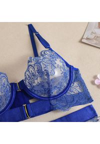 Intica - Komplet bielizny koronkowej z push-upem i pasem do pończoch Egypt. Kolor: czerwony. Materiał: koronka. Wzór: koronka #7