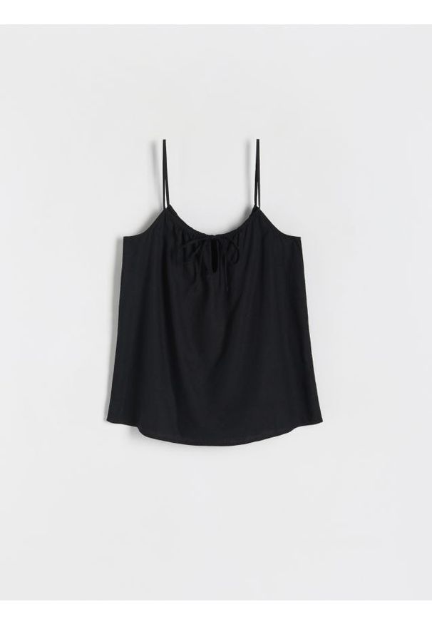 Reserved - Bluzka z wiskozy - czarny. Kolor: czarny. Materiał: wiskoza. Wzór: gładki