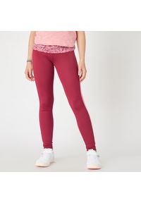 DOMYOS - Legginsy dziecięce Domyos S500. Stan: podwyższony. Kolor: fioletowy, wielokolorowy, różowy. Materiał: elastan, poliester, materiał