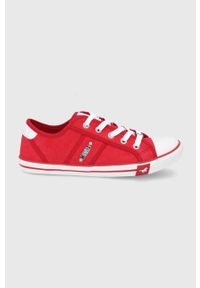 Mustang tenisówki damskie kolor czerwony. Nosek buta: okrągły. Zapięcie: sznurówki. Kolor: czerwony. Materiał: guma #1