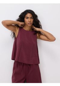 Reserved - Bluzka z modalem - bordowy. Kolor: czerwony. Materiał: tkanina