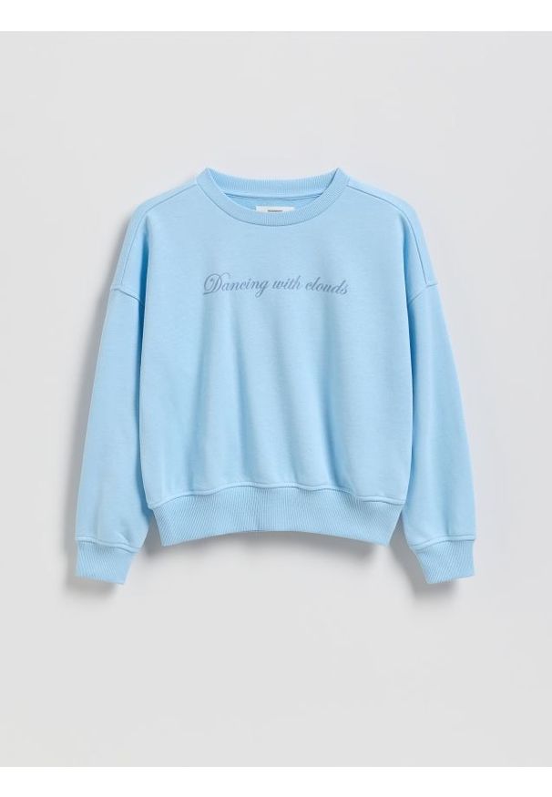 Reserved - Bluza z nadrukiem - jasnoniebieski. Kolor: niebieski. Materiał: bawełna, dzianina. Wzór: nadruk
