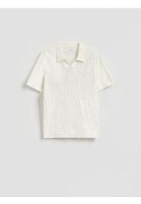 Reserved - Bawełniany sweter polo - biały. Typ kołnierza: polo. Kolor: biały. Materiał: bawełna #1