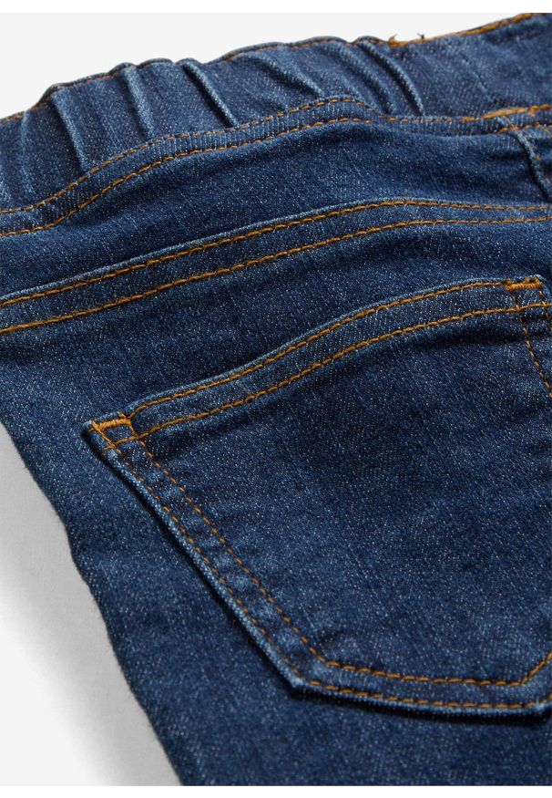 bonprix - Jegginsy mid waist z wygodnym paskiem. Kolor: niebieski