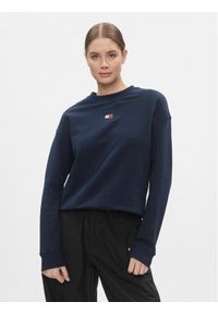 Tommy Jeans Bluza Badge DW0DW17325 Granatowy Boxy Fit. Kolor: niebieski. Materiał: bawełna #1