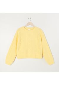 Sinsay - Sweter z ozdobnym splotem - Żółty. Kolor: żółty. Wzór: ze splotem #1