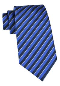Klasyczny Krawat Klubowy - Alties - Czarno-Niebieski, Drobny Prążek. Kolor: niebieski. Materiał: tkanina. Wzór: prążki. Styl: klasyczny #1