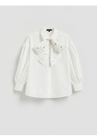 Reserved - Koszula z wiązaniem - biały. Kolor: biały. Materiał: tkanina, bawełna #1