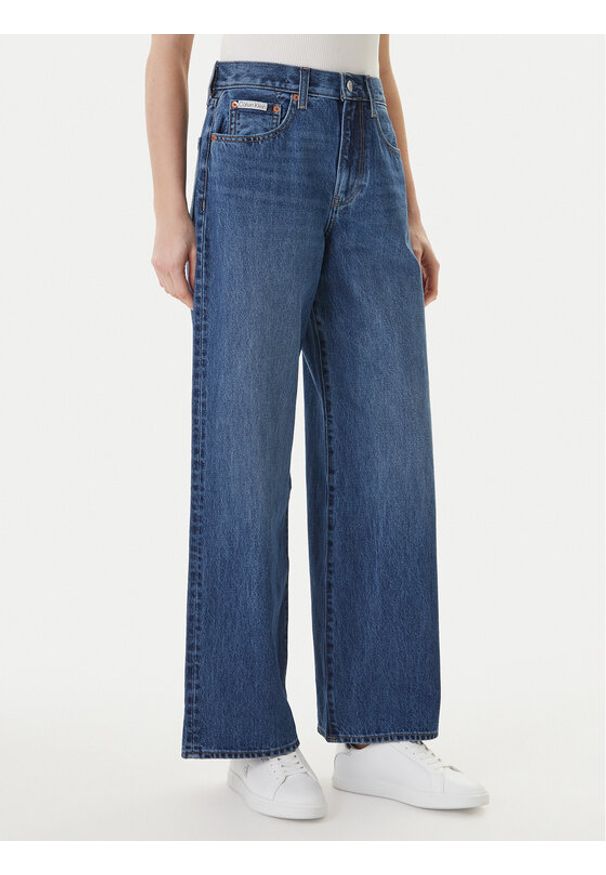 Calvin Klein Jeans Jeansy LV047F727G Granatowy Wide Leg. Kolor: niebieski