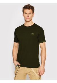 Alpha Industries T-Shirt Roll-Up 106509 Brązowy Regular Fit. Kolor: brązowy. Materiał: bawełna