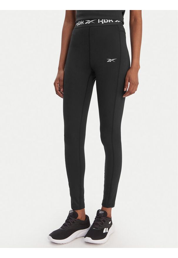Reebok Legginsy RK25606CCW Czarny Slim Fit. Kolor: czarny. Materiał: syntetyk