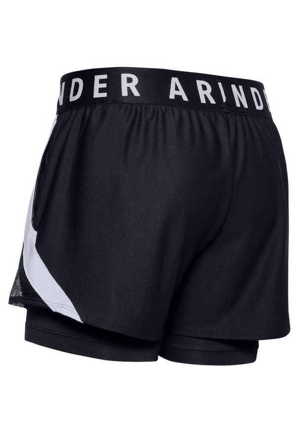 Spodnie do biegania damskie Under Armour Play UP 2IN1. Kolor: czarny, biały, wielokolorowy. Długość: krótkie. Sport: bieganie