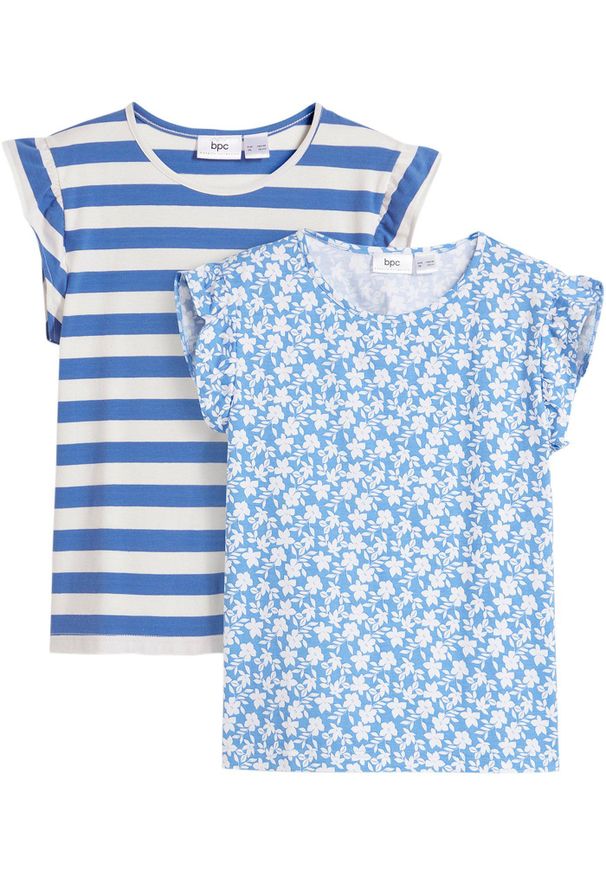 bonprix - T-shirt dziewczęcy z bawełny organicznej (2 szt.),. Kolor: biały. Materiał: bawełna