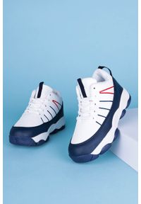 Casu - Białe buty sportowe sznurowane casu 201i/wn. Kolor: wielokolorowy, niebieski, biały