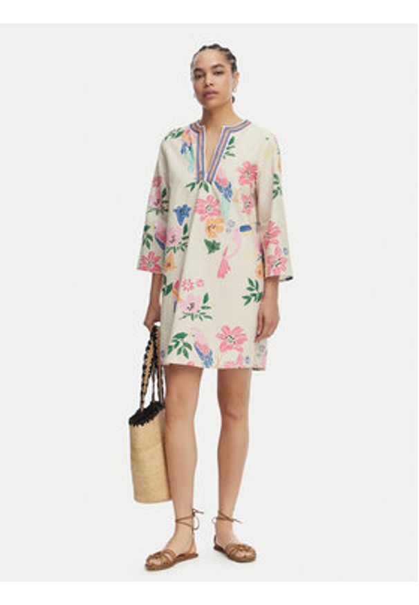 LOLA CASADEMUNT Sukienka letnia LS2616036 Kolorowy Relaxed Fit. Materiał: bawełna. Wzór: kolorowy. Sezon: lato
