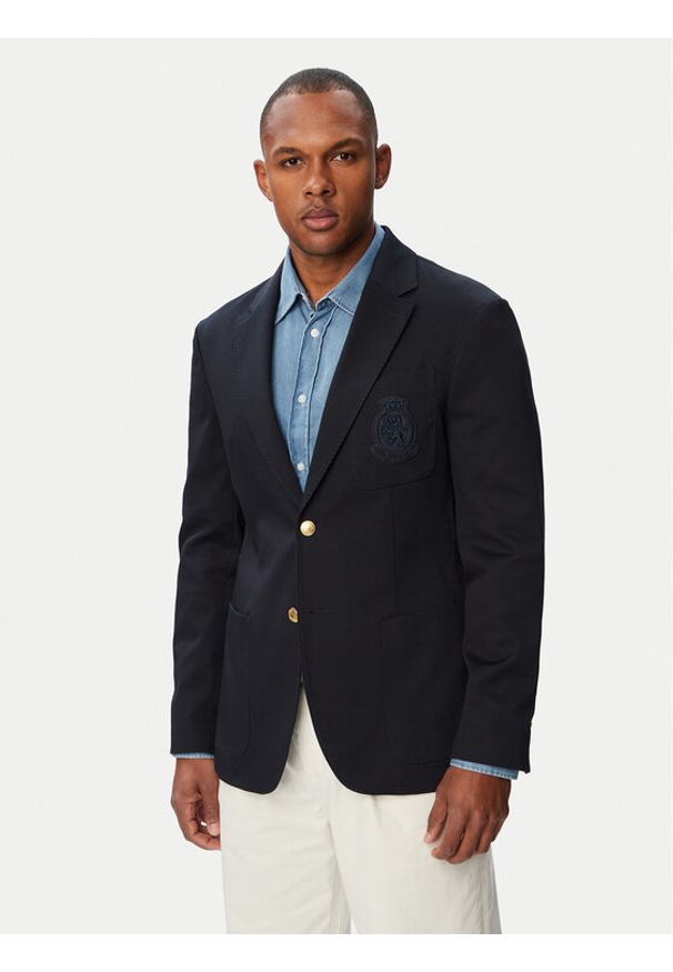TOMMY HILFIGER - Tommy Hilfiger Marynarka MW0MW43515 Granatowy Regular Fit. Kolor: niebieski. Materiał: bawełna