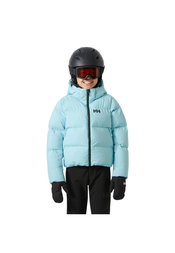 Kurtka z kapturem dla dziewczynki Helly Hansen Nora. Typ kołnierza: kaptur. Kolor: niebieski. Materiał: puch. Sezon: zima. Sport: narciarstwo