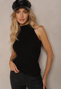 Renee - Czarny Top z Golfem i Wiskozą z Prążkowanego Materiału Lilithea. Okazja: na co dzień. Typ kołnierza: golf. Kolor: czarny. Materiał: wiskoza, materiał, prążkowany. Styl: casual, elegancki #4