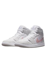 Buty do koszykówki damskie Nike Air Jordan 1 Retro Mid Se. Kolor: szary. Materiał: skóra, syntetyk, materiał. Szerokość cholewki: normalna. Sport: koszykówka
